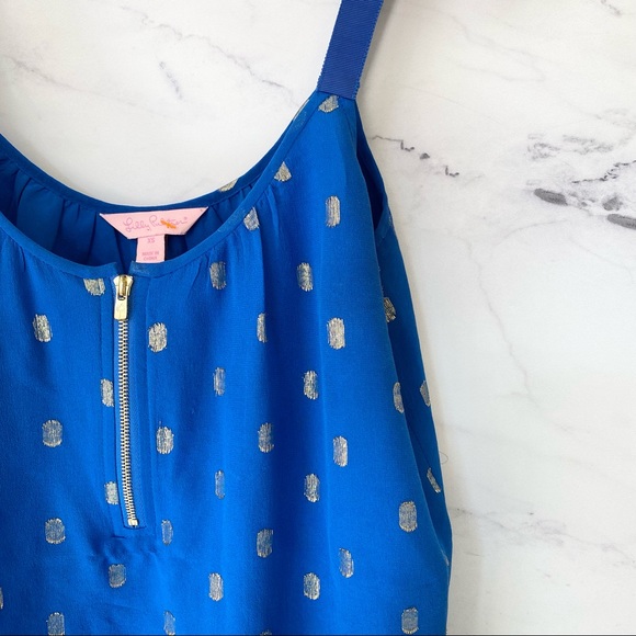 Lilly Pulitzer Chevonne Sleeveless Top Pop The Bubbly Metallic Jacquard - Picture 2 of 8